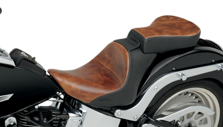 Saddlemen Renegade Lariat Brown Leather Pillion Pad 4 Harley 06-17 Softail