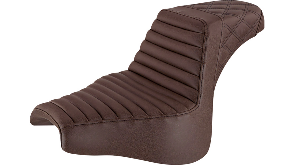 Saddlemen Step-Up Brown Front TR Rear LS Harley Seat for 18-22 FXFB/FXFBS