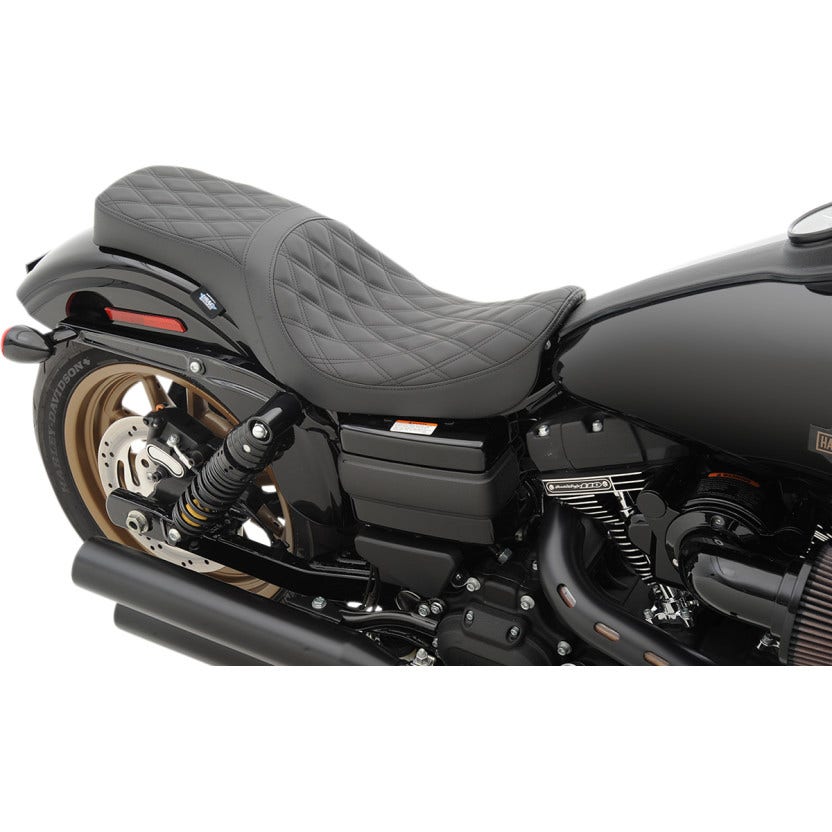 Drag Predator 2-up Double Diamond Stitched Seat for Harley Dyna FXD 06-17