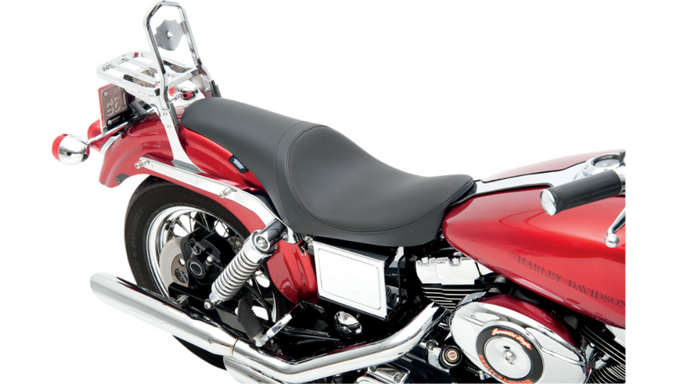 Drag Predator Smooth Black Solar Reflective Leather Harley Seat for FXD 96-03