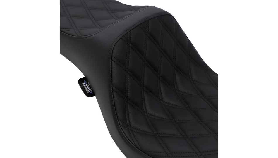 Drag Predator III Double Diamond Black Thread Vinyl Harley Seat for 06-17 FXD/FLD