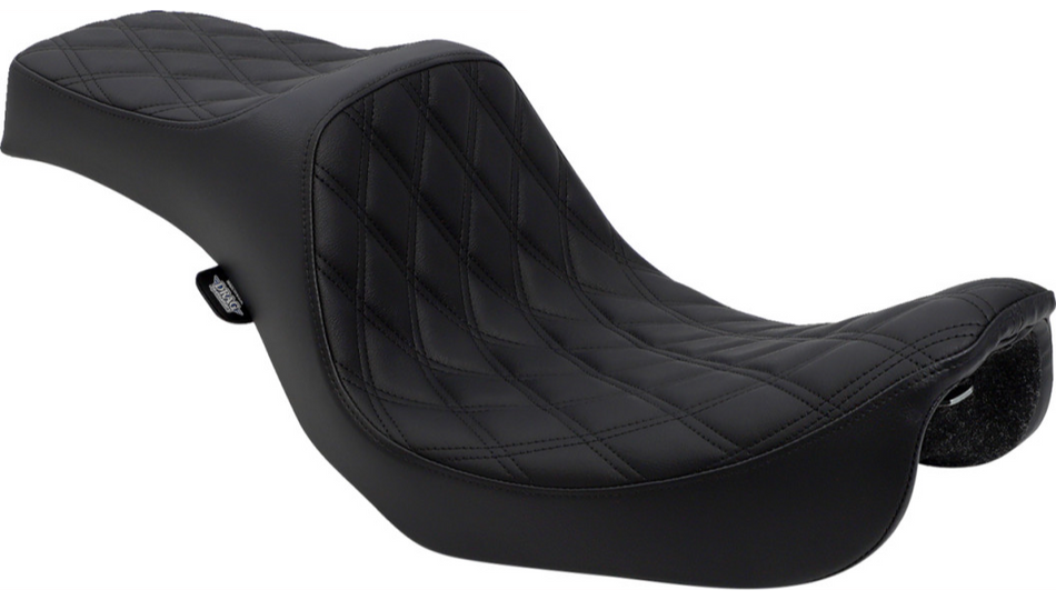 Drag Predator III Double Diamond Black Thread Vinyl Harley Seat for 06-17 FXD/FLD
