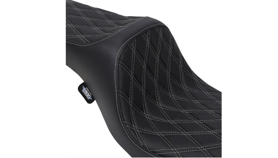 Drag Predator III Double Diamond Silver Thread Vinyl Harley Seat for 06-17 FXD/FLD