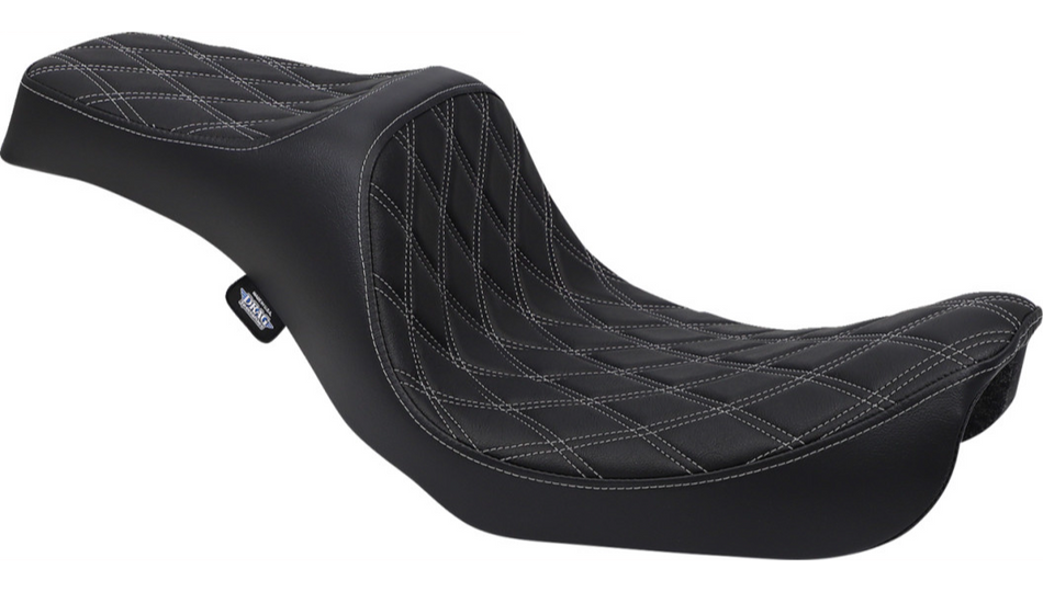 Drag Predator III Double Diamond Silver Thread Vinyl Harley Seat for 06-17 FXD/FLD