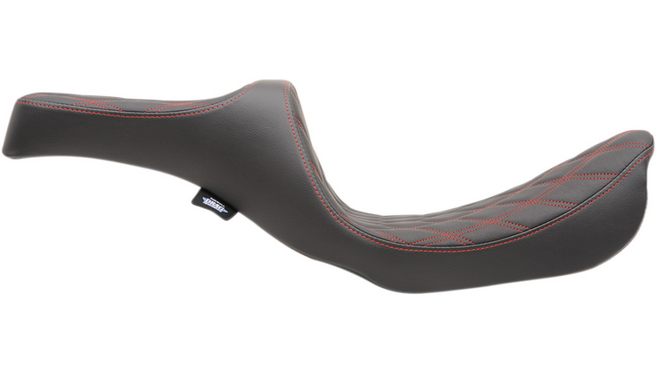 Drag Predator III Double Diamond Red Thread Vinyl Harley Seat for 06-17 FXD/FLD