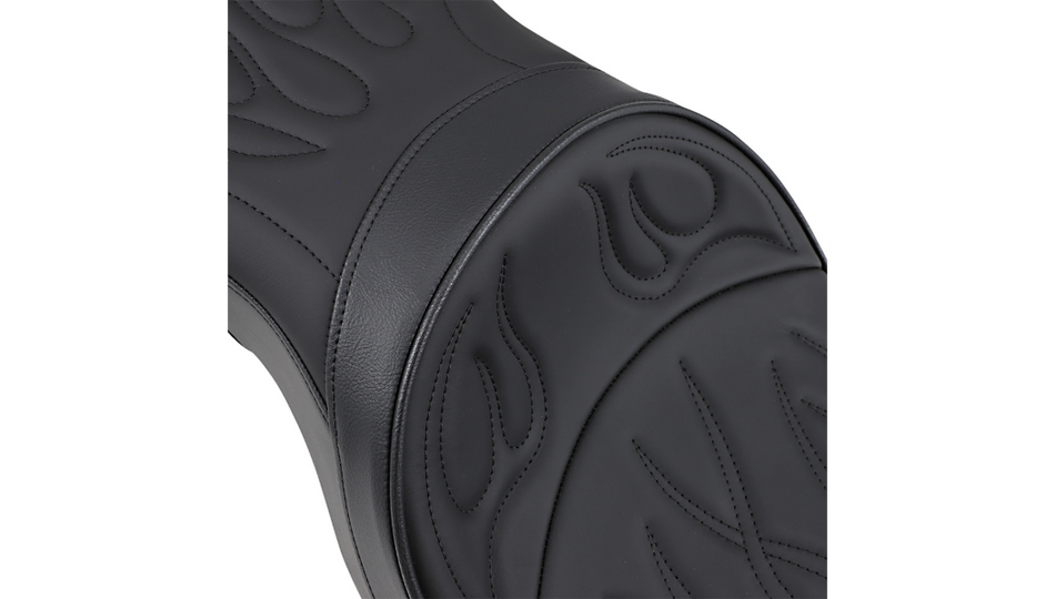 Drag Low-Profile Touring Flame Stitch Black Seat 4 Harley 06-22  XL Models