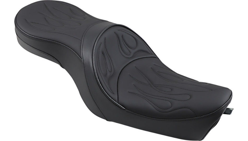 Drag Low-Profile Touring Flame Stitch Black Seat 4 Harley 06-22  XL Models