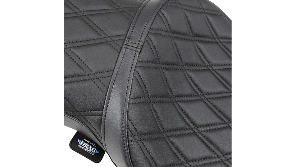 Drag Low-Profile Touring Double Diamond Stitch Black Seat 4 Harley 10-22  XL Models