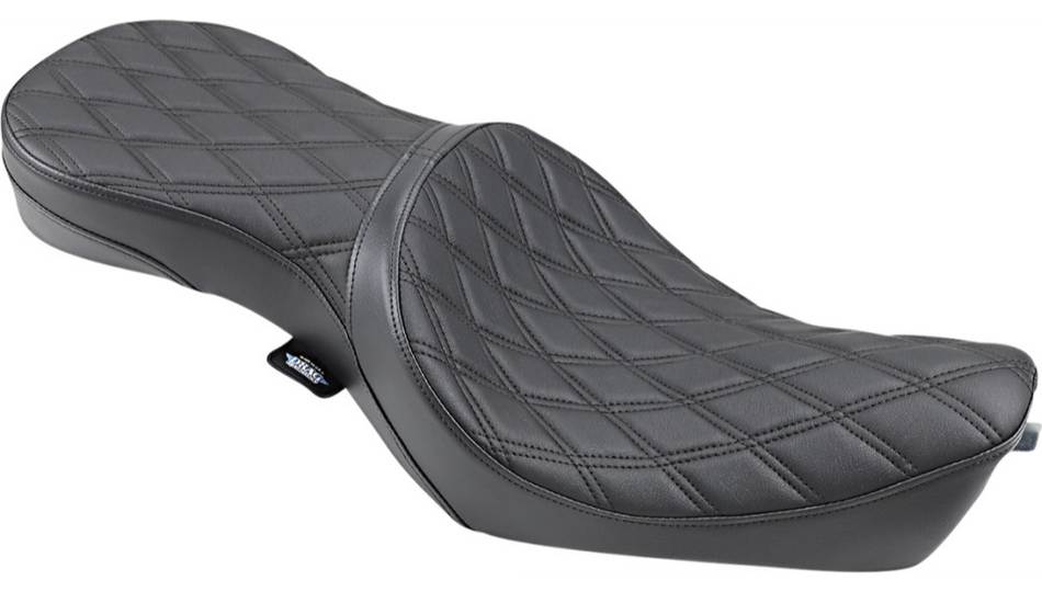 Drag Low-Profile Touring Double Diamond Stitch Black Seat 4 Harley 10-22  XL Models