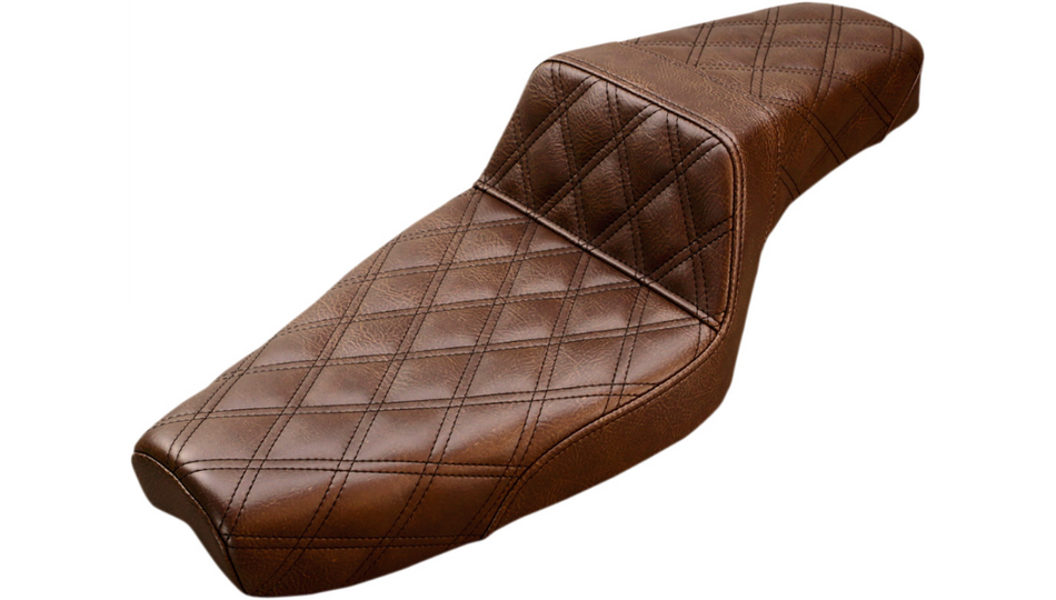 Saddlemen Step-Up Full Lattice Stitch Brown Seat 4 Harley 04-20 XL W/4.5 Gal Tank