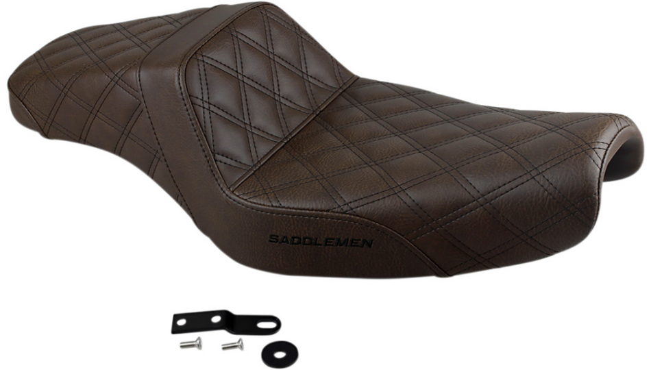 Saddlemen Step-Up Full Lattice Stitch Brown Seat 4 Harley 04-22 XL W/3.3 10-22 XLX