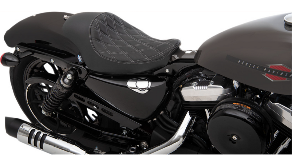 Drag Specialties 3/4 Solo Double Diamond W/Silver Seat 4 Harley 04-22 XL Models
