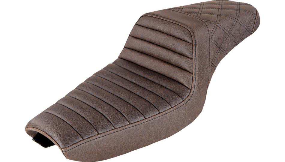 Saddlemen Step-Up Tuck-N-Roll & Lattice Brown Seat 4 Harley 04-20 XL W/4.5 Tank