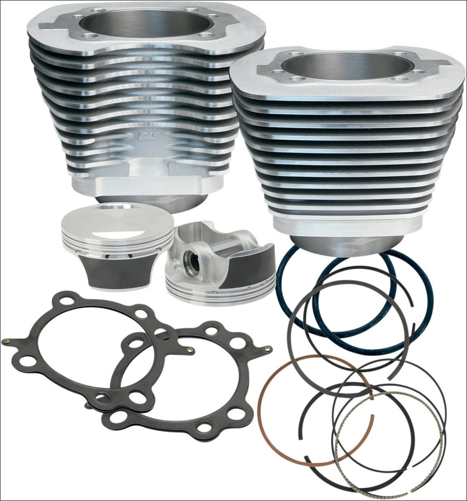 S&S Cycle 106" CI Big Bore Cylinder Kit Silver 10:1 Compression 07-16 Harley