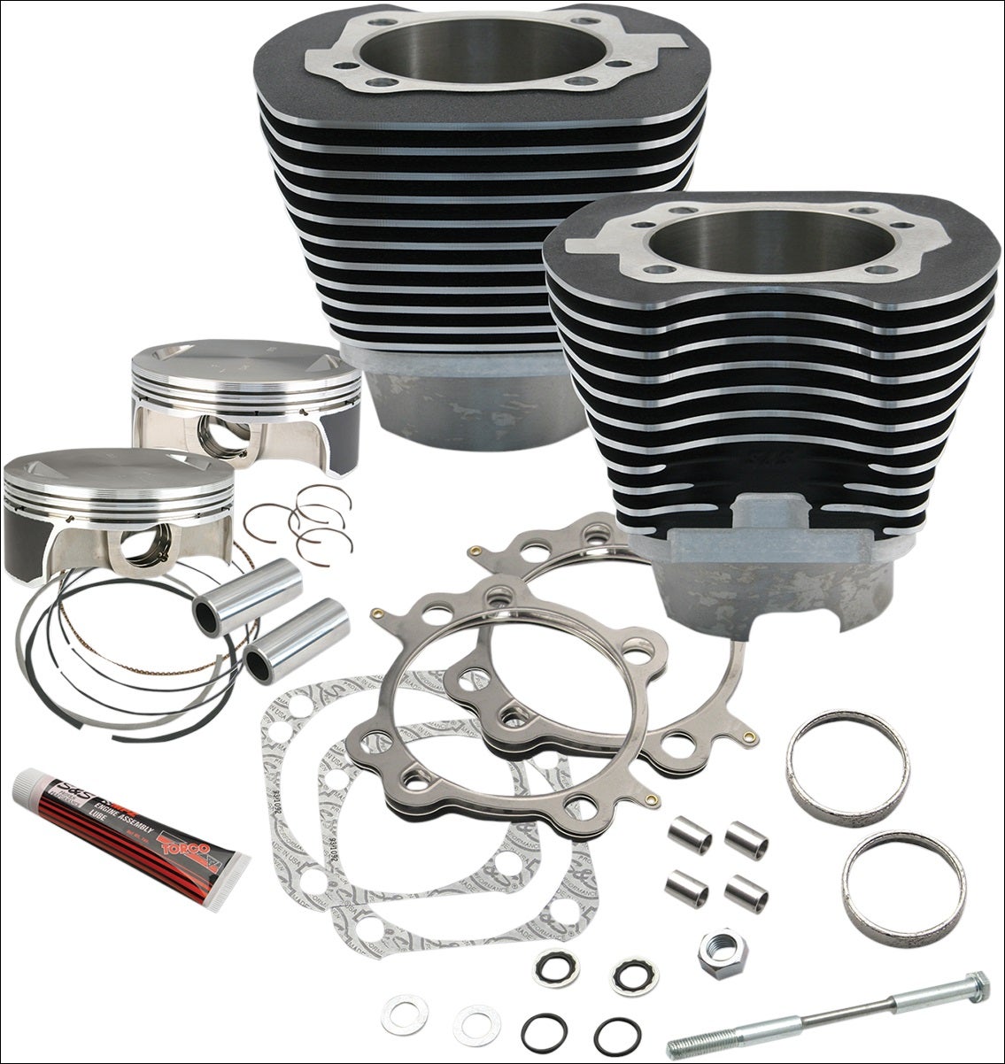 S&S Wrinkle Black 117" Big Bore Cylinder Kit for Harley Twin Cam 07-15 | 910-0221
