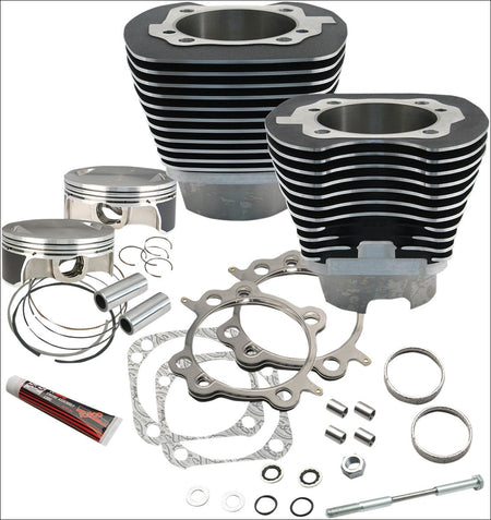 S&S Wrinkle Black 117" Big Bore Cylinder Kit for Harley Twin Cam 07-15 | 910-0221