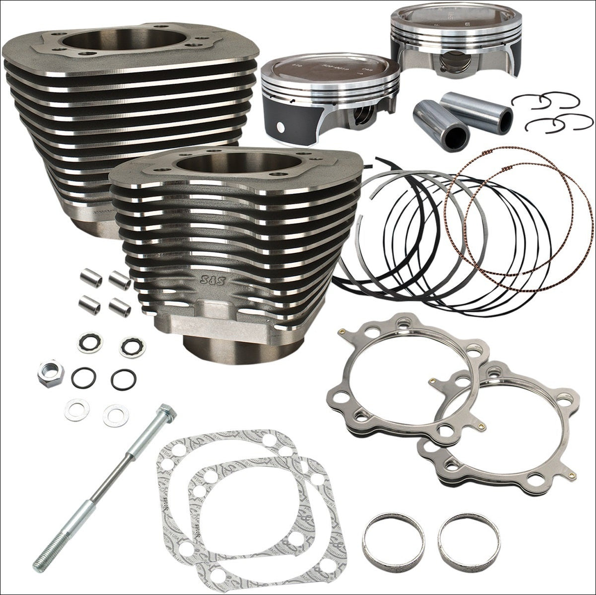 S&S Wrinkle Black 124" Big Bore Cylinder Kit for Harley Twin Cam 07-15 | 910-0338