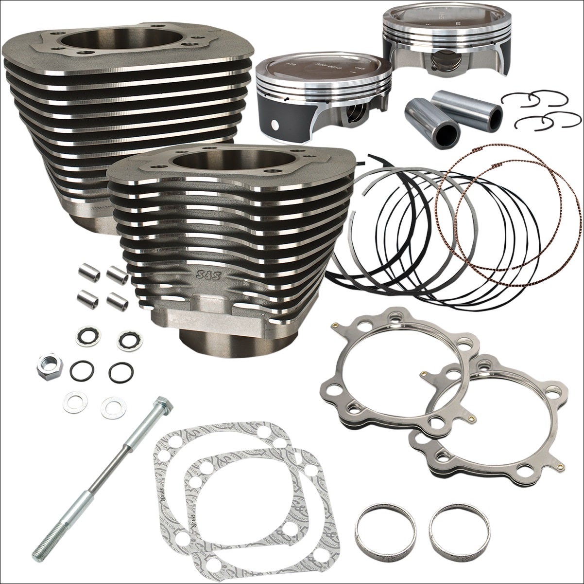 S&S Wrinkle Black 124" Big Bore Cylinder Kit for Harley Twin Cam 07-15 | 910-0338