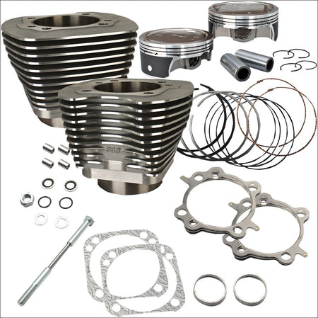 S&S Wrinkle Black 124" Big Bore Cylinder Kit for Harley Twin Cam 07-15 | 910-0338