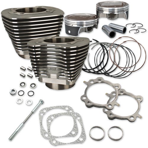 S&S Wrinkle Black 124" Big Bore Cylinder Kit for Harley Twin Cam 07-15 | 910-0338