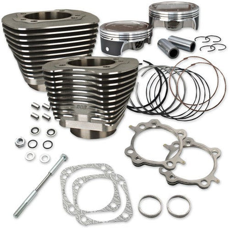 S&S Wrinkle Black 124" Big Bore Cylinder Kit for Harley Twin Cam 07-15 | 910-0338