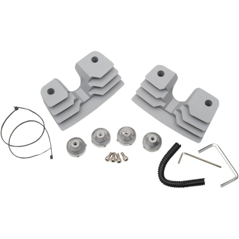Drag Wrinkle Silver Finned Spark Plug Head Bolt Covers Harley Twin Cam 99-17