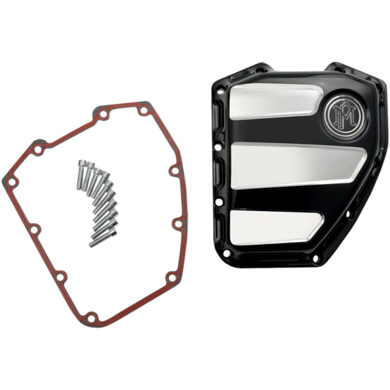 Performance Machine Black Platinum Cut Scallop Timing Cover Harley Twin Cam 01up