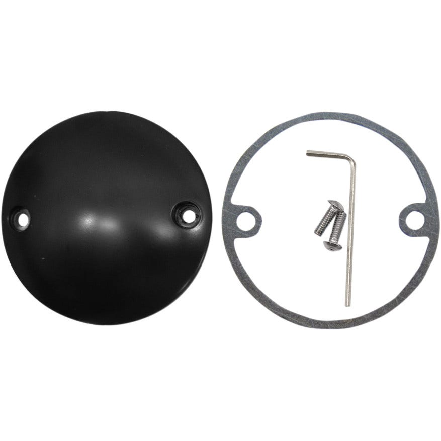 Drag Flat Black 2 Hole Spherical Radius Points Ignition Cover Harley EVO & XL