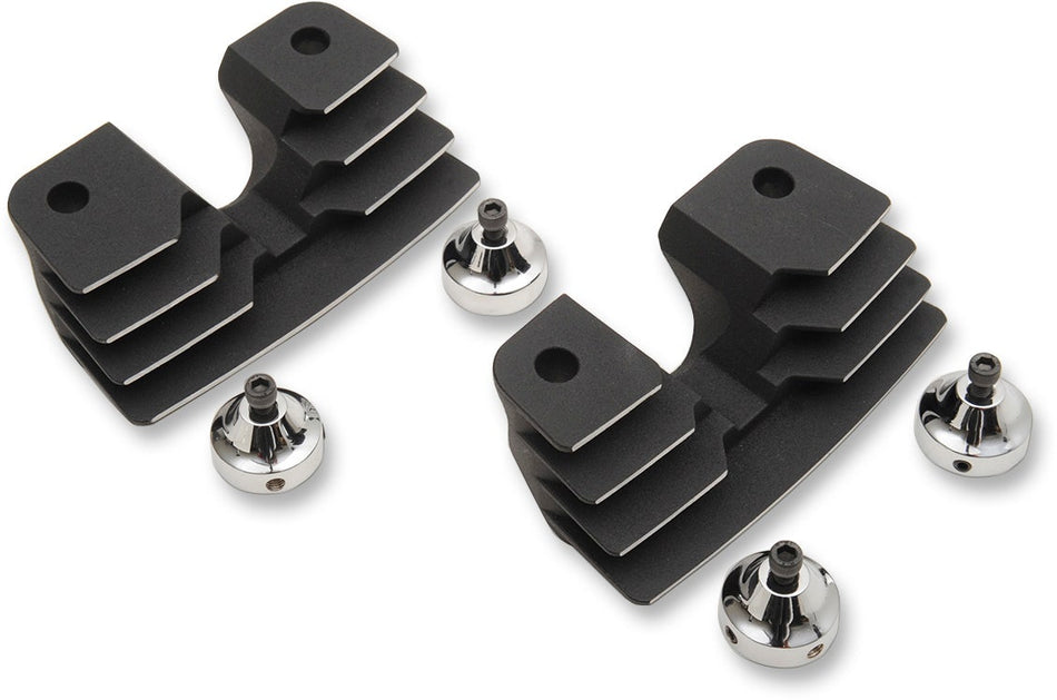 Drag Wrinkle Black Finned Spark Plug Head Bolt Covers Harley Twin Cam 99-17