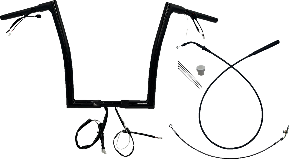 FBI 1-1/4" EZ Flat Top Pre-Wired Handlebars for 24-25 FLTRX, 23-25 FLTRXSE - Black / 14"