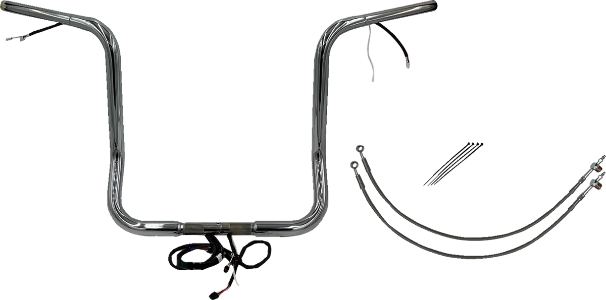 FBI Wired 1-1/4" Round Top Handlebar Kits for 16-20 FLHT/FLHX & Trike - Chrome / 16"