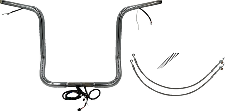 FBI Wired 1-1/4" Round Top Handlebar Kits for 16-20 FLHT/FLHX & Trike - Chrome / 16"