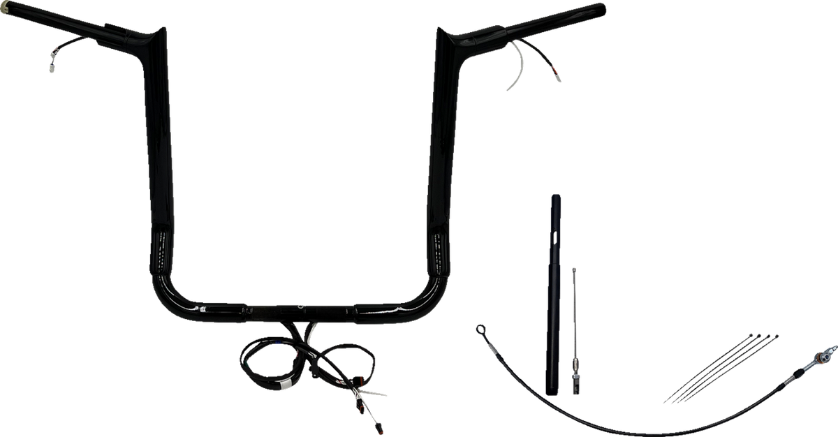 FBI Fat Baggers Wired 1-1/2" Pointed Top Handlebar Kits for FLH/X '21-'22 - Black / 16"
