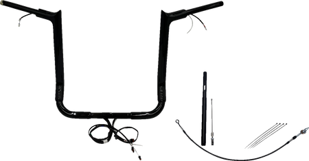 FBI Fat Baggers Wired 1-1/2" Pointed Top Handlebar Kits for FLH/X '21-'22 - Black / 16"