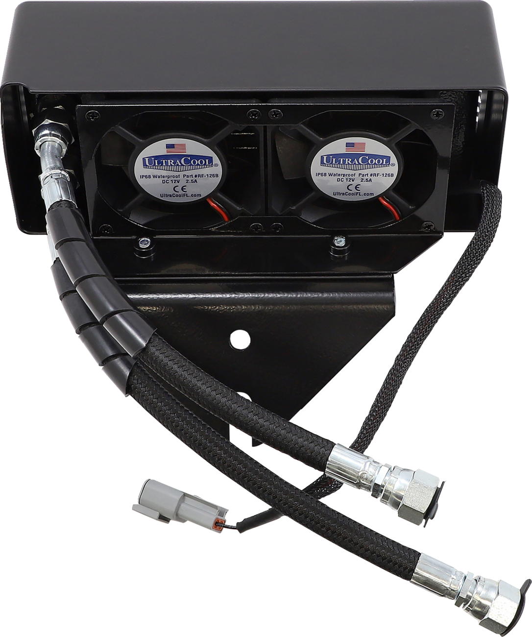 UltraCool DY-1GSS S&S T-Series Below Regulator Mount Oil Cooler Kit with Fan for 1993-2017 Harley-Davidson Dyna - Gloss Black
