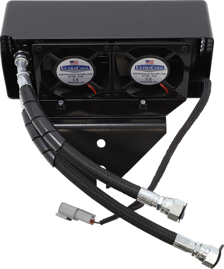 UltraCool DY-1GSS S&S T-Series Below Regulator Mount Oil Cooler Kit with Fan for 1993-2017 Harley-Davidson Dyna - Gloss Black