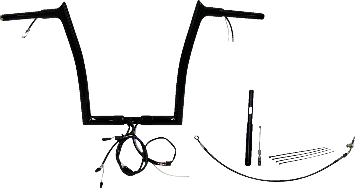 FBI Fat Baggers Wired 1-1/4" Pointed Top Handlebar Kits for 21-23 FLTRXS/ST - Black / 14"