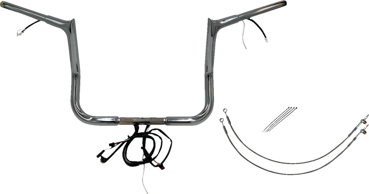 FBI Wired 1-1/4" Pointed Top Handlebar Kits for 16-20 FLHT/FLHX & Trike - Chrome / 12"