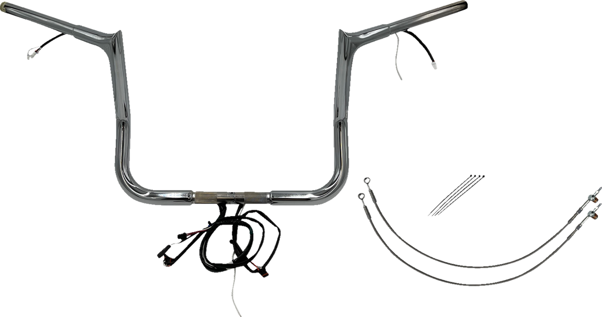 FBI Wired 1-1/4" Pointed Top Handlebar Kits for 14-15 FLHT/FLHX & Trike - Chrome / 12"