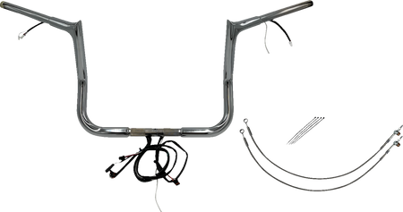 FBI Wired 1-1/4" Pointed Top Handlebar Kits for 14-15 FLHT/FLHX & Trike - Chrome / 12"