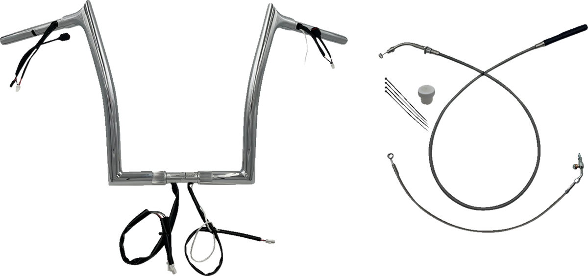 FBI 1-1/4" EZ Pointed Top Pre-Wired Handlebars for 24-25 FLTRX, 23-25 FLTRXSE - Chrome / 14"