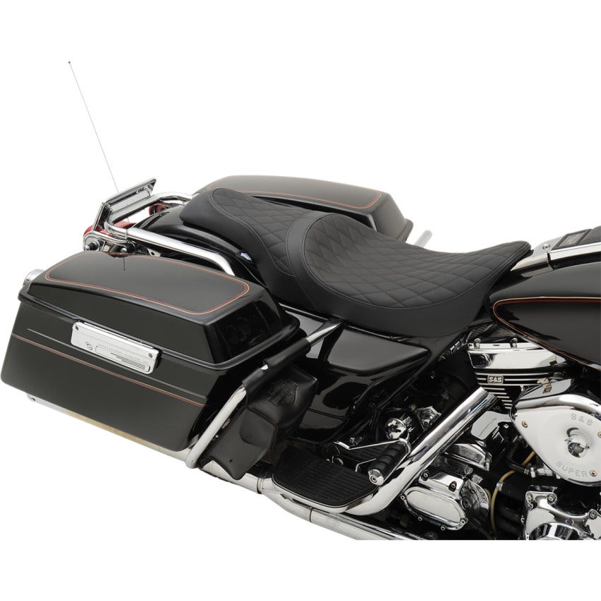 Drag Specialties Diamond Stitch Caballero 2-Up Vinyl Seat Harley 97-07 Touring