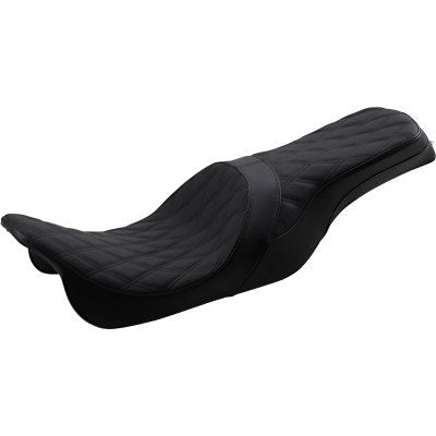 Drag Forward Positioned Predator 2-Up Seat Black Diamond Harley FLH/T 08-Up