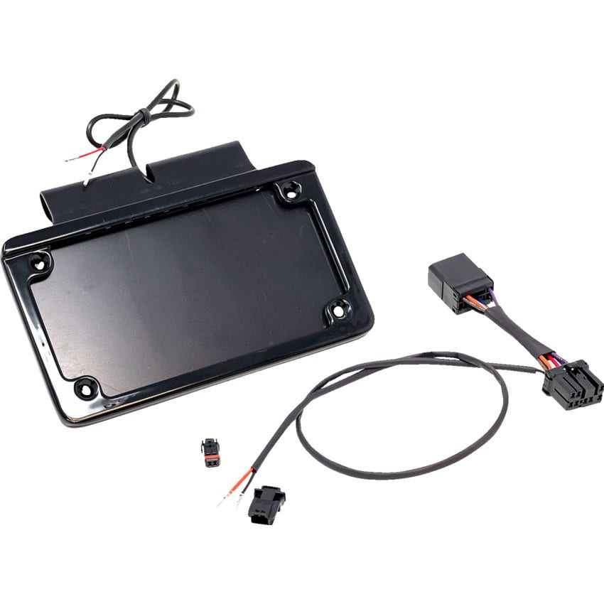 Namz Illuminated Black Frame Saddlebag License Plate Mount Harley 97-13 FLHR