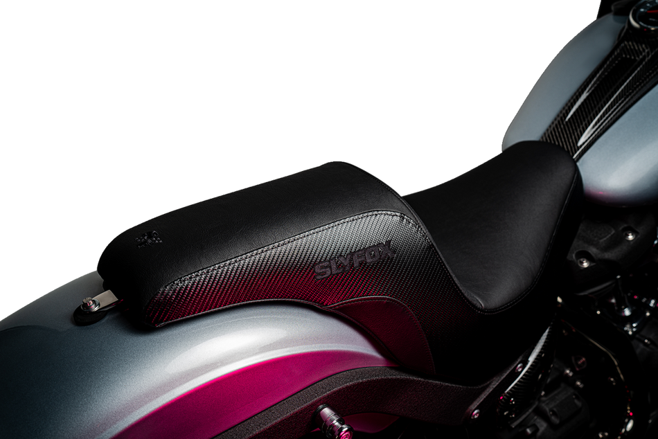 Slyfox Black Logo Lowrider Drifter Seat 4 Harley 18-24 FXLR/FLSB