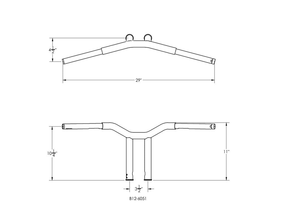 Burly Brand Gloss Black Dominator Bars Raked 10 Rise Internal Wiring B12-6051B