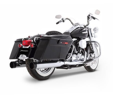 Rinehart 4" True Dual Exhaust Chrome with Black Caps for 1995-2008 Harley Touring | 100-0202
