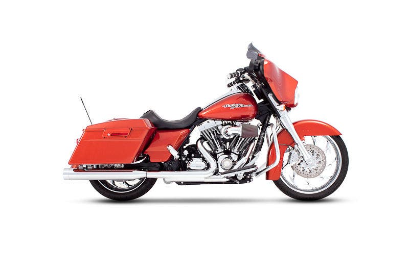 Rinehart True Dual 4" Chrome Slip On Muffler w/ Chrome Endcaps Harley Touring '95-Up | 100-0210C