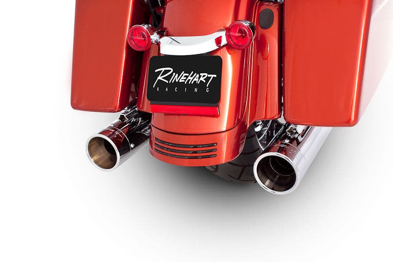 Rinehart True Dual 4" Chrome Slip On Muffler w/ Chrome Endcaps Harley Touring '95-Up | 100-0210C