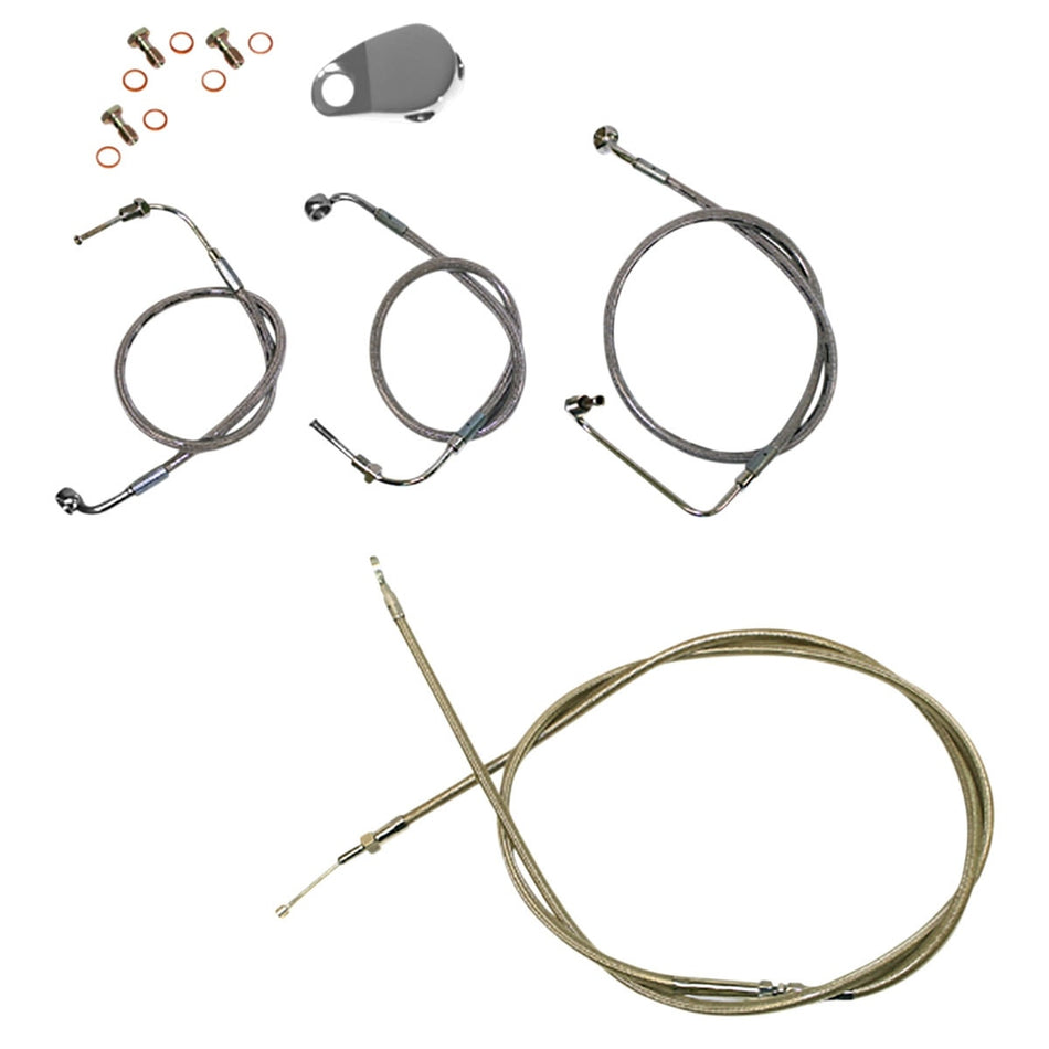 La Choppers Stainless Standard Cable Brake Line Kit 18-20 Bar Harley Softail 18-Up